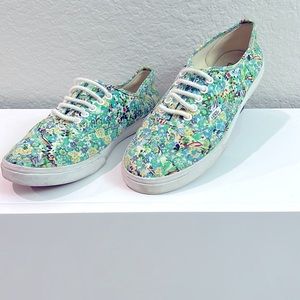 Vans Size 7.5, Green & Blue Floral